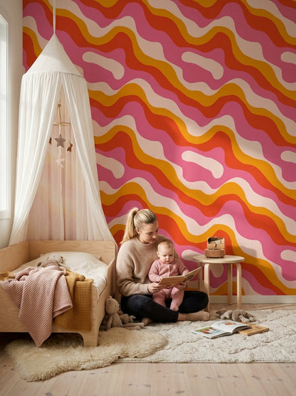 Mid Century Modern Wallpaper Retro Removable Color Block Wall Double Roll