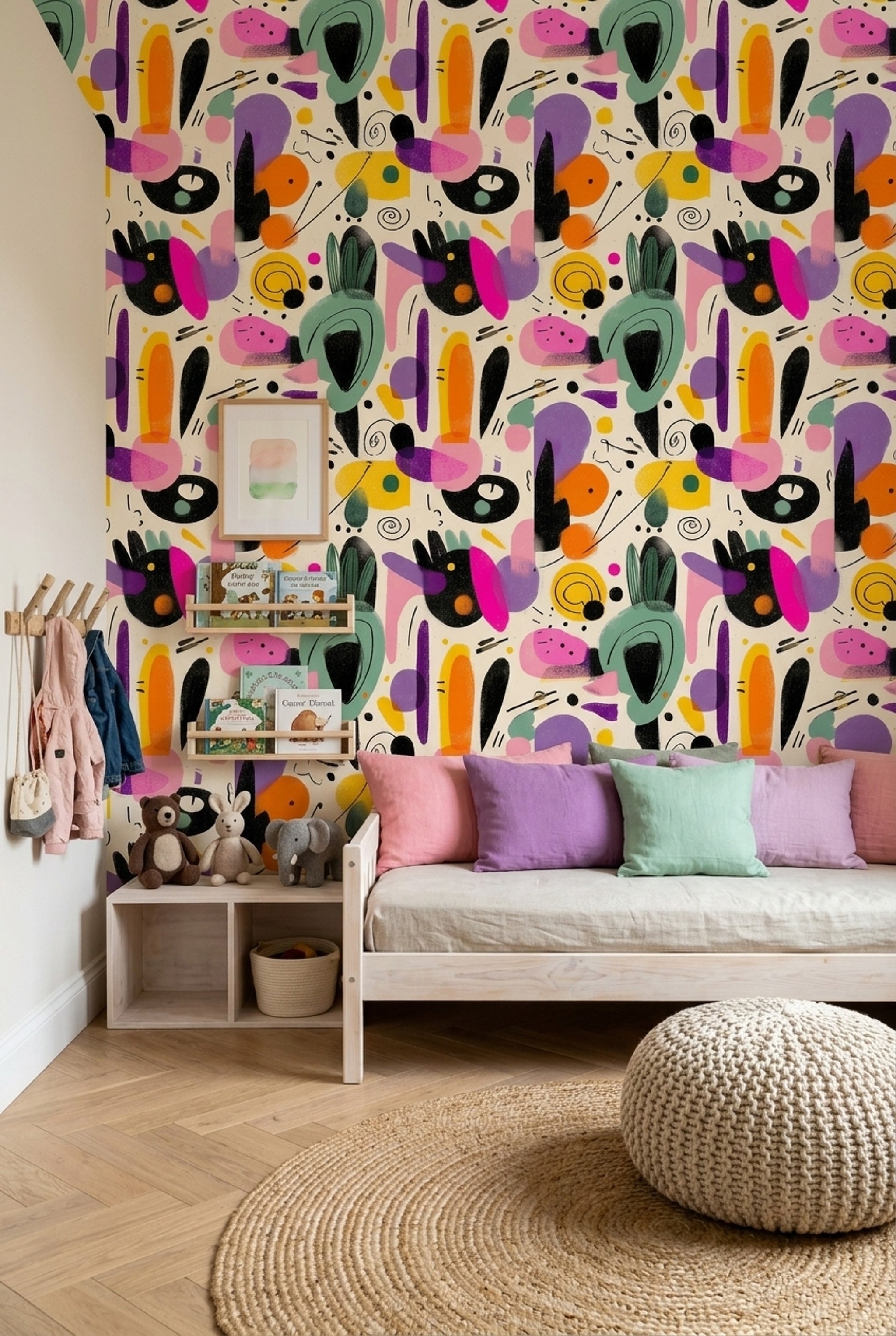 White Background Wallpaper Mid Century Modern White Background Decorative Mural