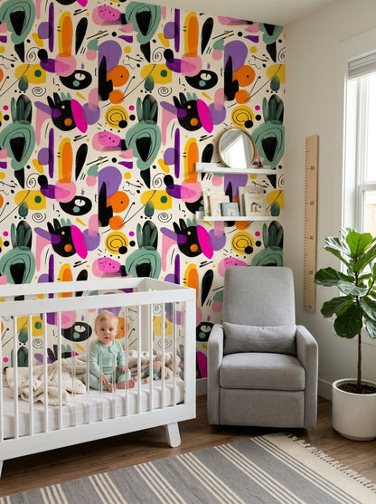White Background Wallpaper Mid Century Modern White Background Decorative Mural
