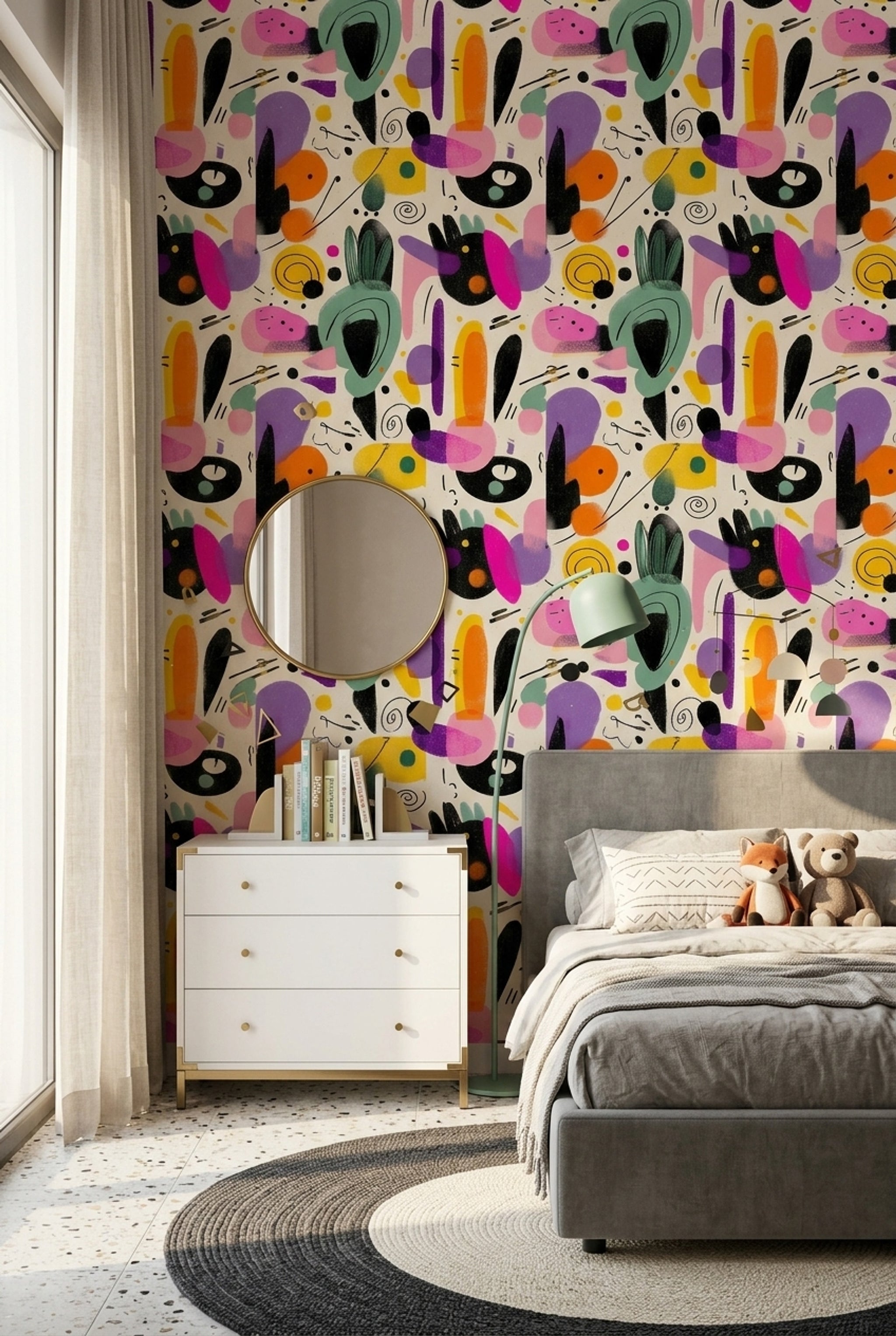 White Background Wallpaper Mid Century Modern White Background Decorative Mural