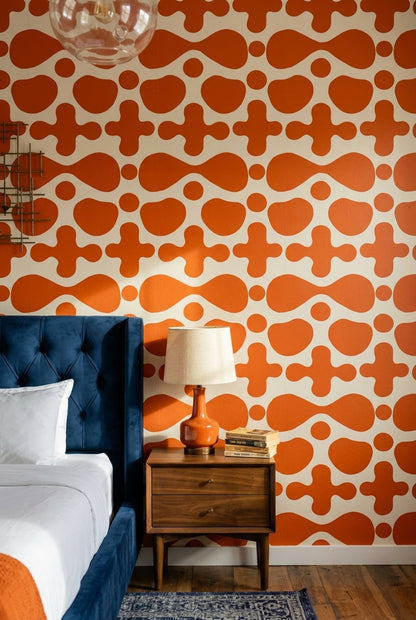Mid Century Modern Wallpaper Retro Abstract Removable Wall Decor