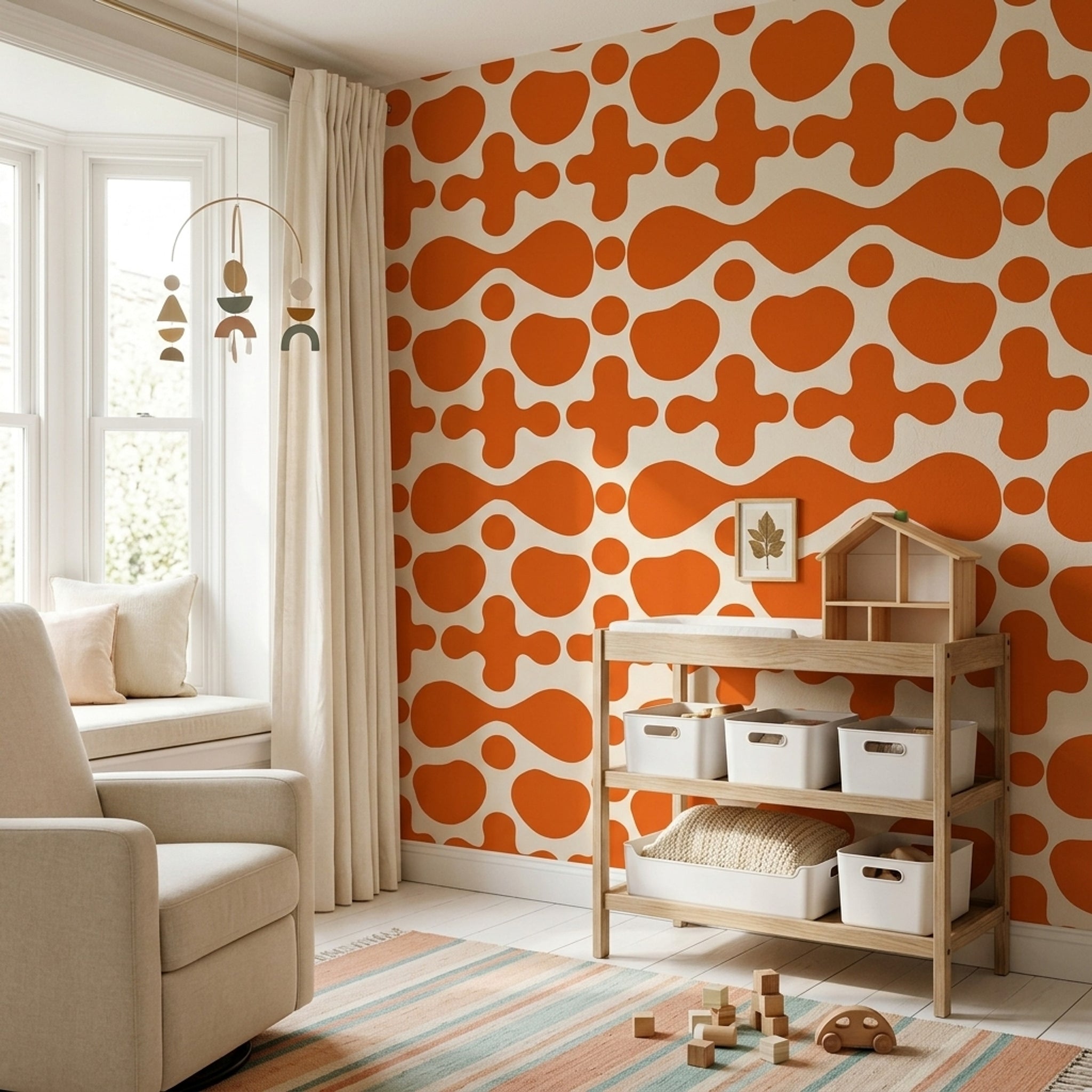 Mid Century Modern Wallpaper Retro Abstract Removable Wall Decor