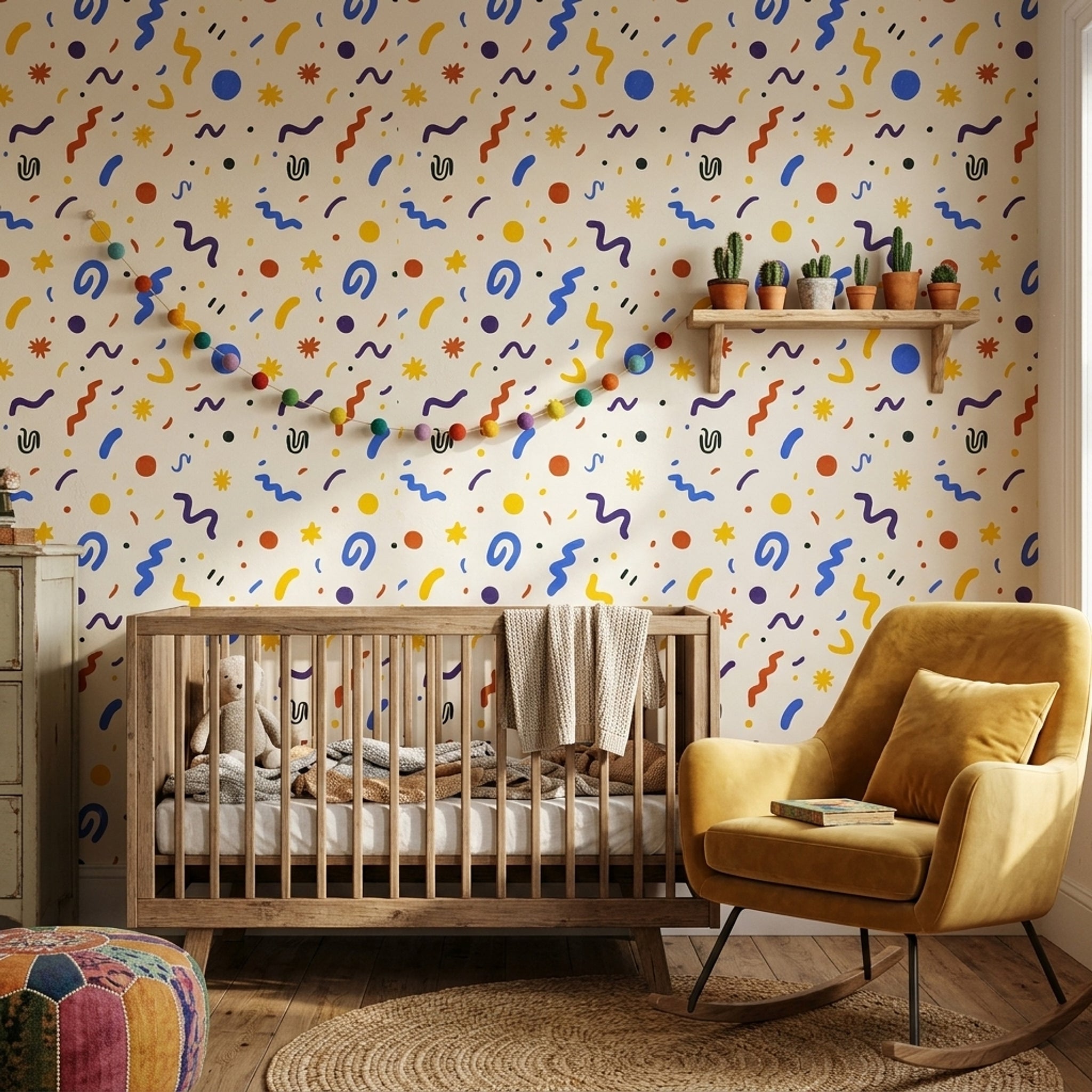 Mid Century Modern Wallpaper Retro Removable Abstract Wall Double Roll