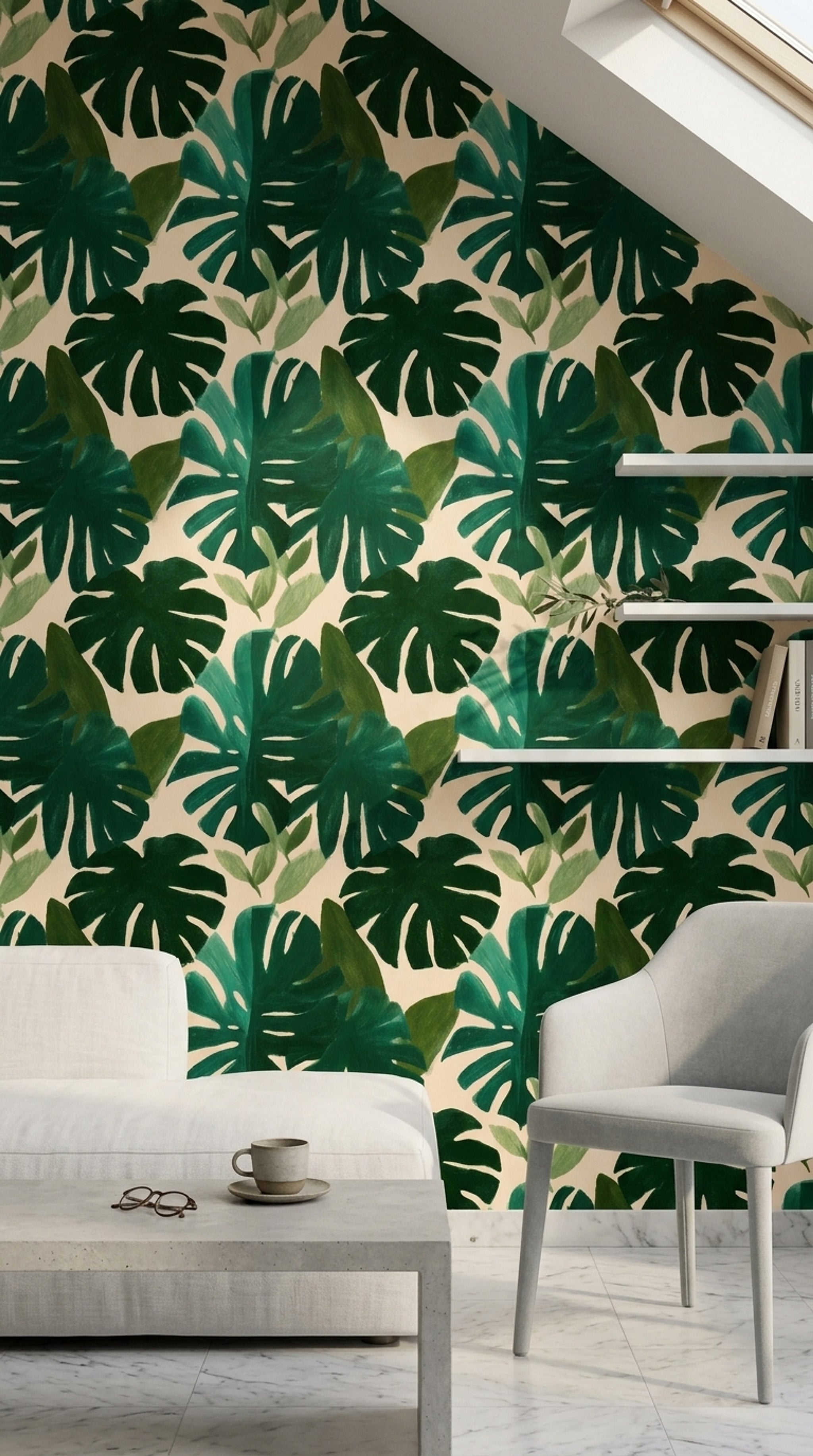 Tropical Leaves Wallpaper Monstera Botanical Removable Wall Decor