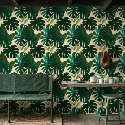 Tropical Leaves Wallpaper Monstera Botanical Removable Wall Decor