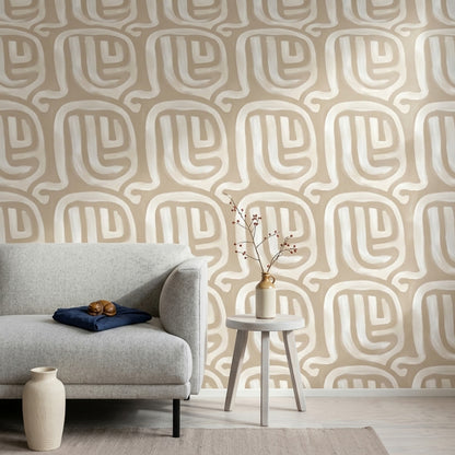 Brushstroke Wallpaper Abstract Removable Neutral Wall Double Roll