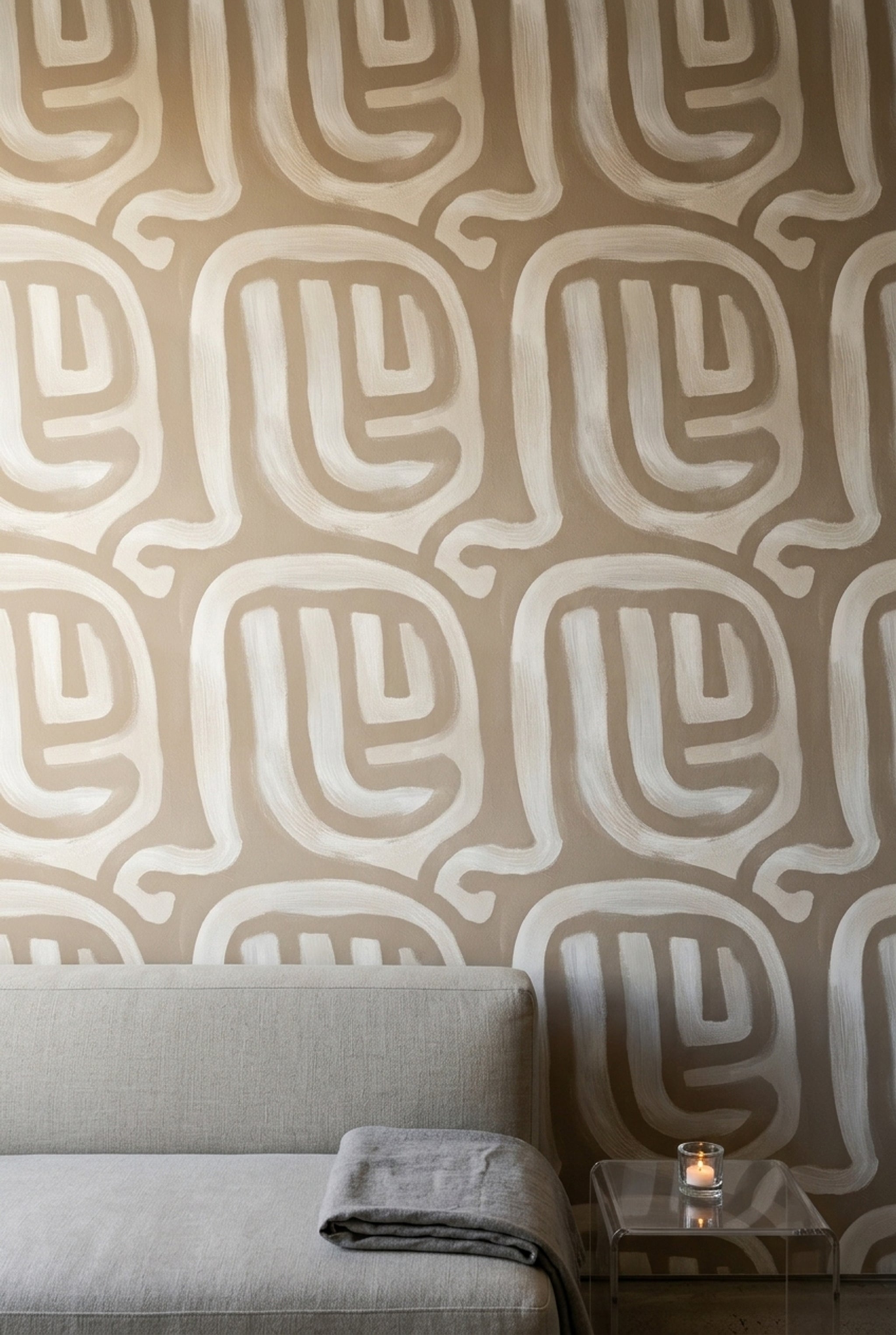 Brushstroke Wallpaper Abstract Removable Neutral Wall Double Roll