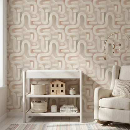 Soft Maze Pattern Wallpaper Abstract Modern Minimalist Removable Wall Decor