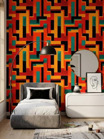 Mid Century Modern Wallpaper Retro Geometric Decorative Mural