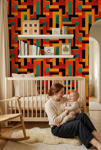 Mid Century Modern Wallpaper Retro Geometric Decorative Mural