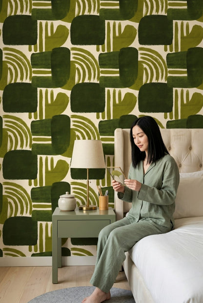 Mid Century Modern Wallpaper Abstract Pattern Decorative Mural