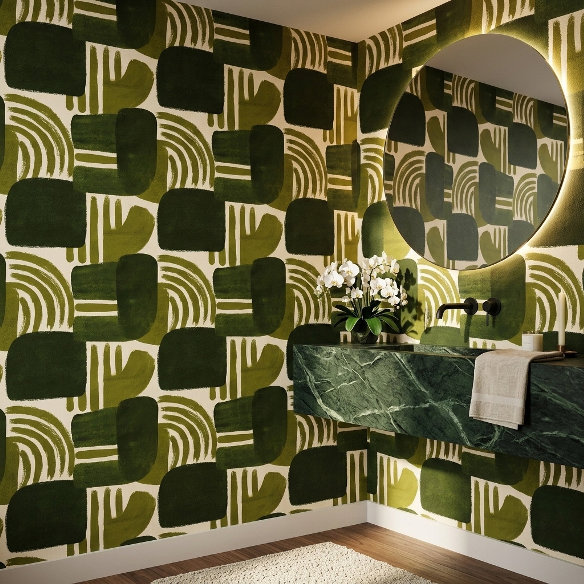 Mid Century Modern Wallpaper Abstract Pattern Decorative Mural