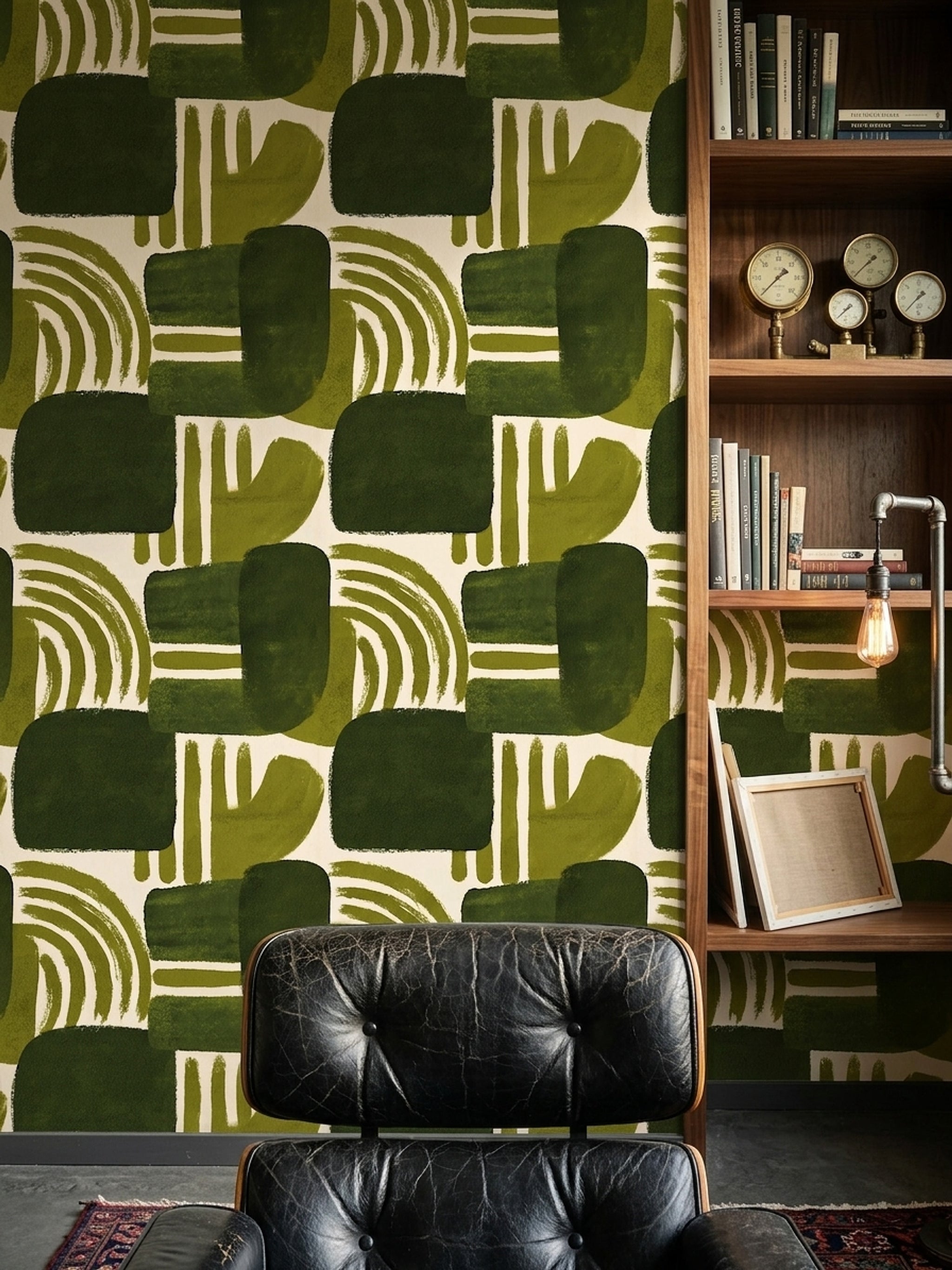 Mid Century Modern Wallpaper Abstract Pattern Decorative Mural
