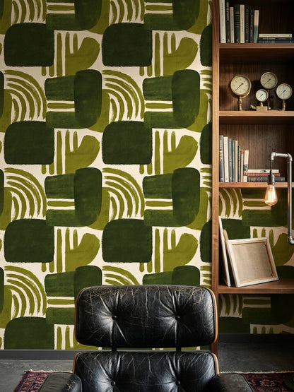 Mid Century Modern Wallpaper Abstract Pattern Decorative Mural
