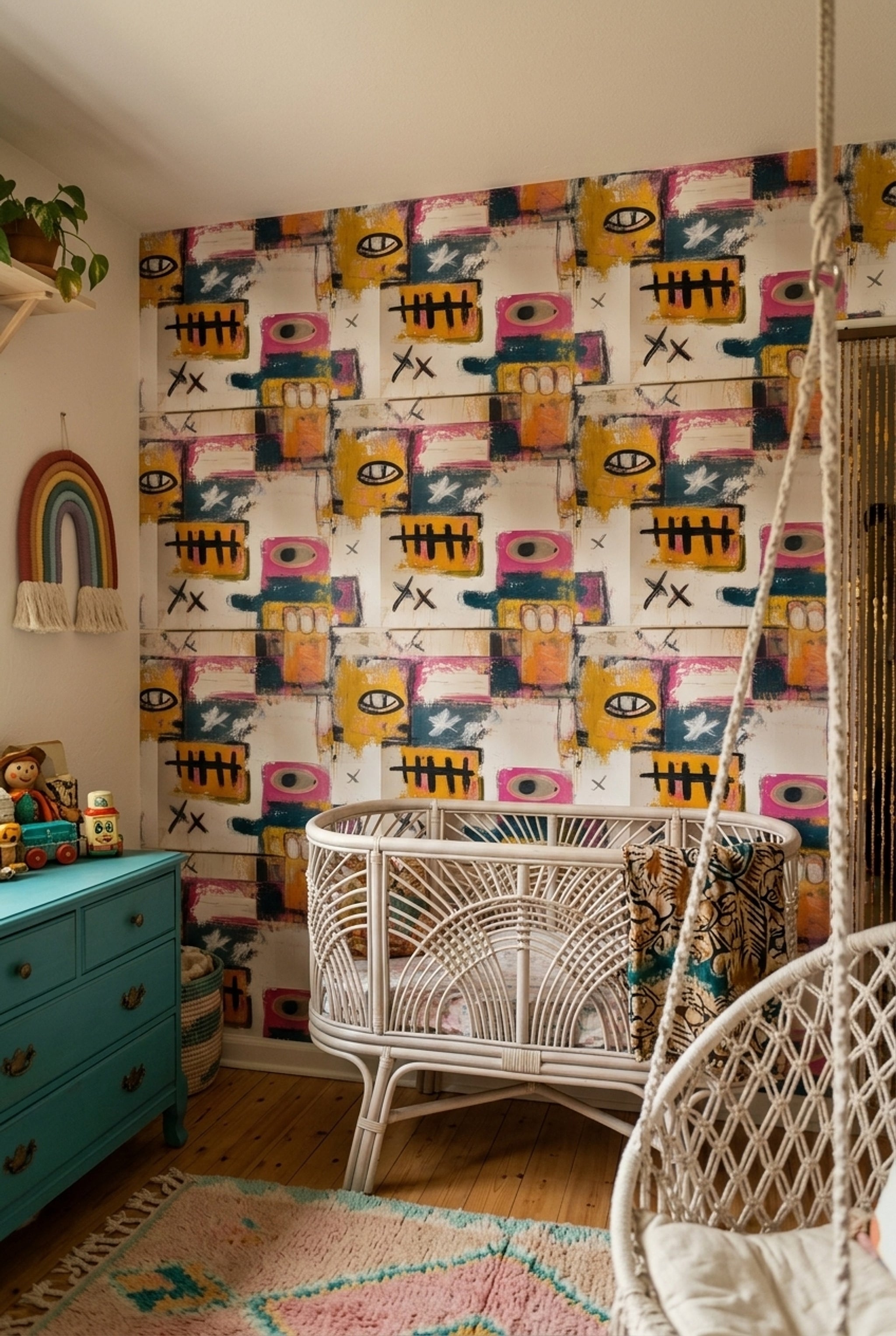 Abstract Wallpaper Geometric Blocks Mixed Media Texture Decorative Mural