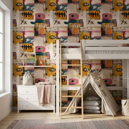Abstract Wallpaper Geometric Blocks Mixed Media Texture Decorative Mural