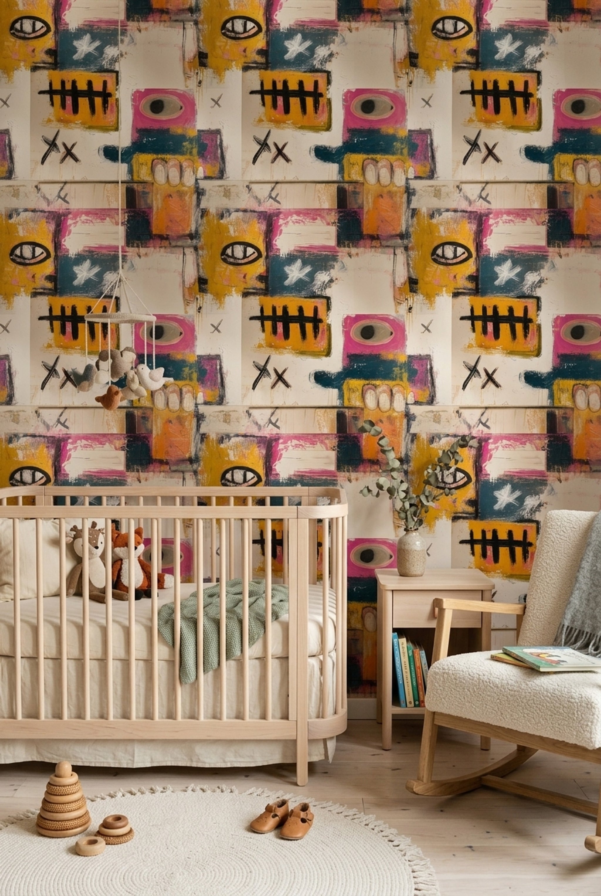 Abstract Wallpaper Geometric Blocks Mixed Media Texture Decorative Mural