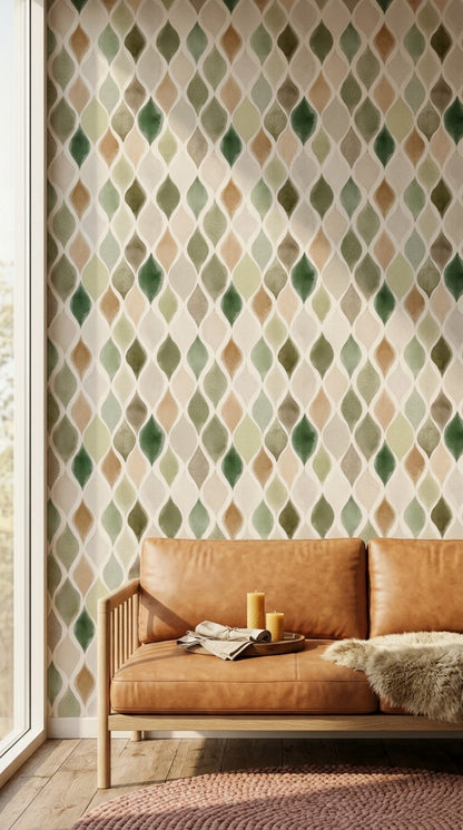 Paper Texture Wallpaper Watercolor Trellis Removable Wall Decor