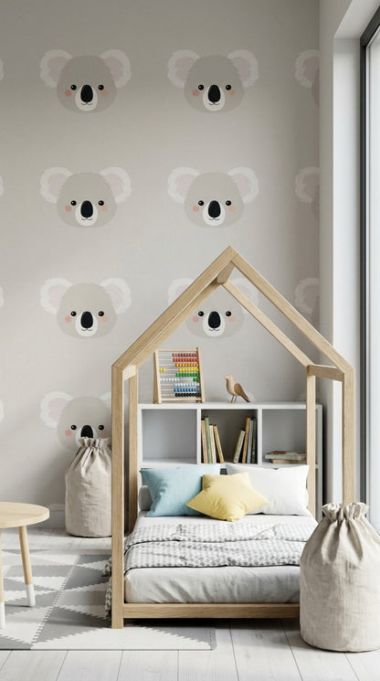 Cute Koala Wallpaper Cartoon Animal Minimalist Decorative Mural