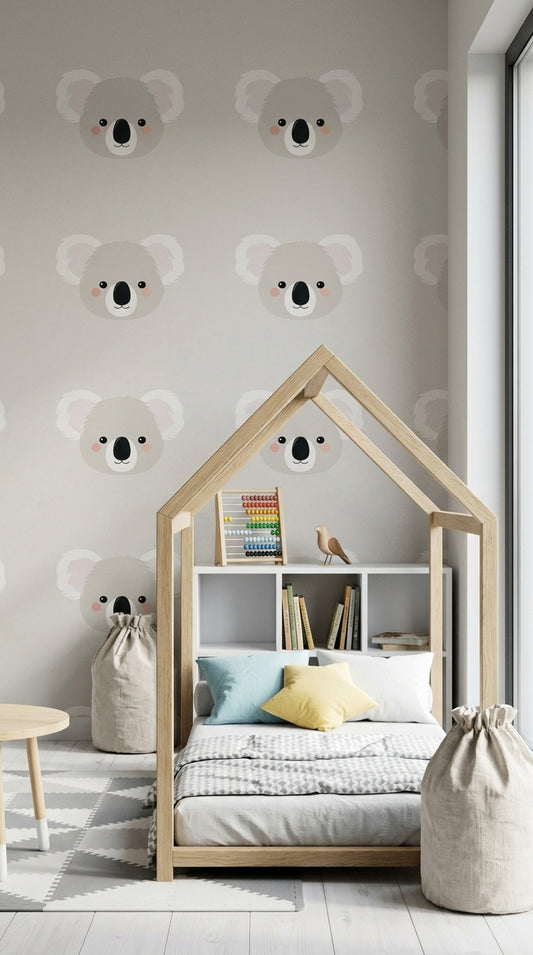 Cute Koala Wallpaper Cartoon Animal Minimalist Decorative Mural