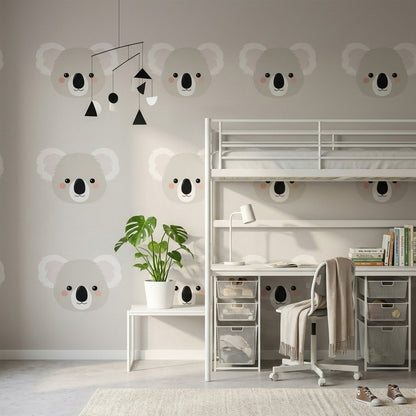 Cute Koala Wallpaper Cartoon Animal Minimalist Decorative Mural