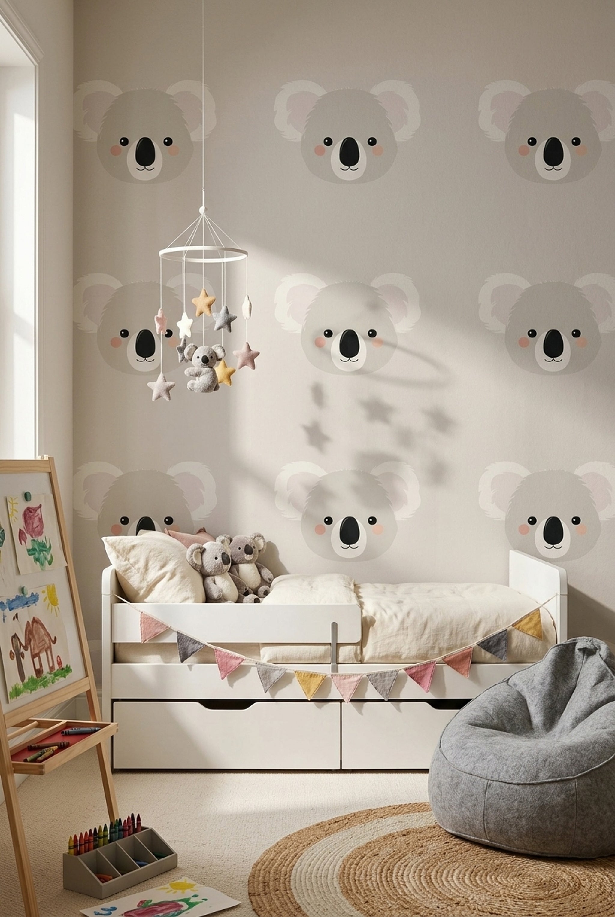Cute Koala Wallpaper Cartoon Animal Minimalist Decorative Mural