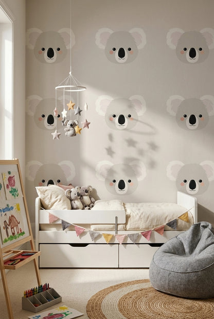 Cute Koala Wallpaper Cartoon Animal Minimalist Decorative Mural