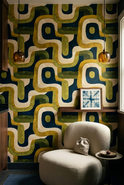 Mid Century Modern Wallpaper Modern Removable Retro Wall Double Roll
