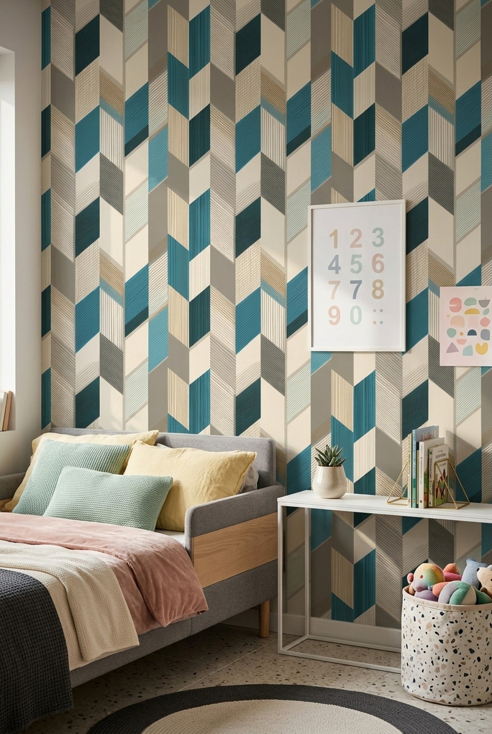 Mid Century Modern Wallpaper Modern Geometric Abstract Removable Wall Decor