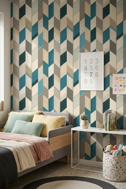 Mid Century Modern Wallpaper Modern Geometric Abstract Removable Wall Decor
