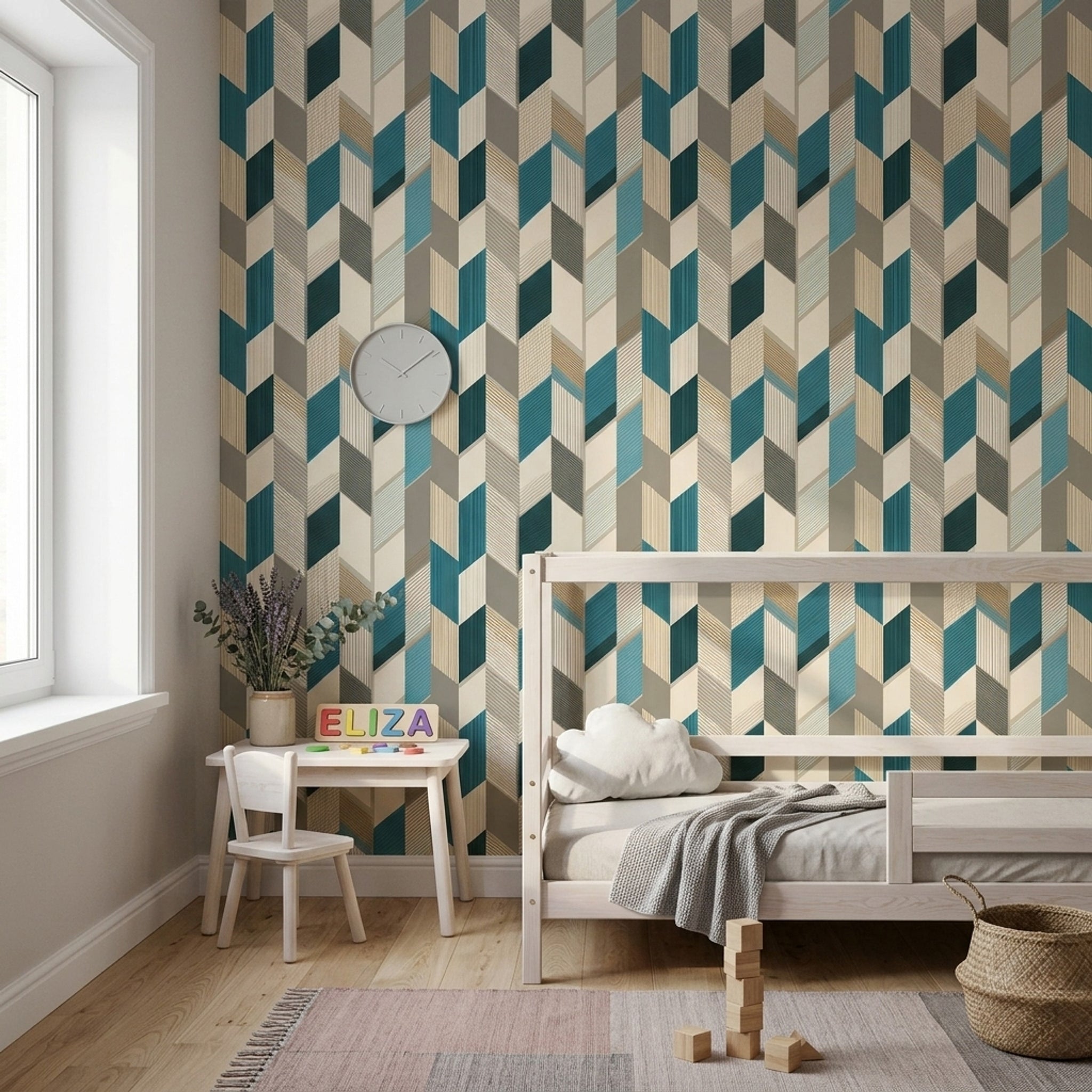 Mid Century Modern Wallpaper Modern Geometric Abstract Removable Wall Decor