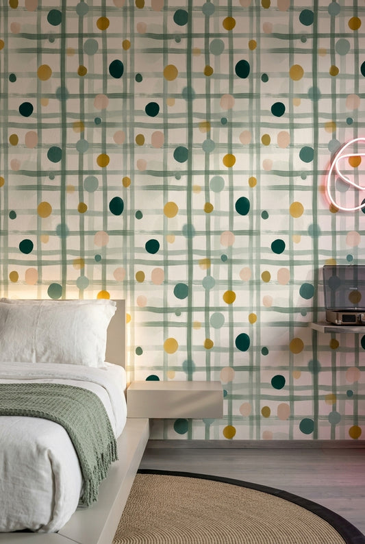Watercolor Texture Wallpaper Painted Grid Removable Soft Pastel Wall Double Roll
