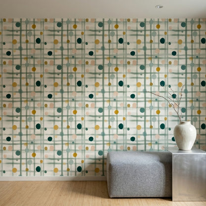 Watercolor Texture Wallpaper Painted Grid Removable Soft Pastel Wall Double Roll