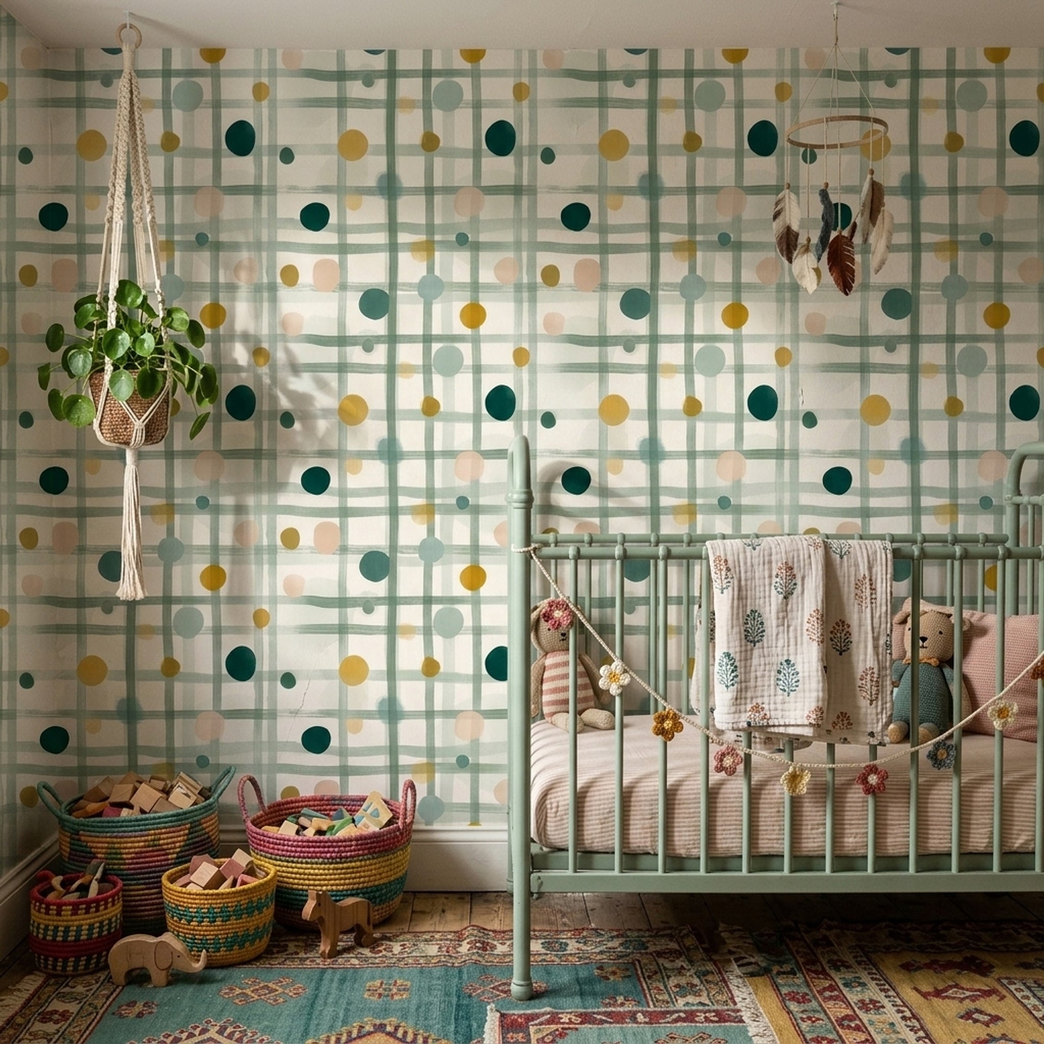 Watercolor Texture Wallpaper Painted Grid Removable Soft Pastel Wall Double Roll
