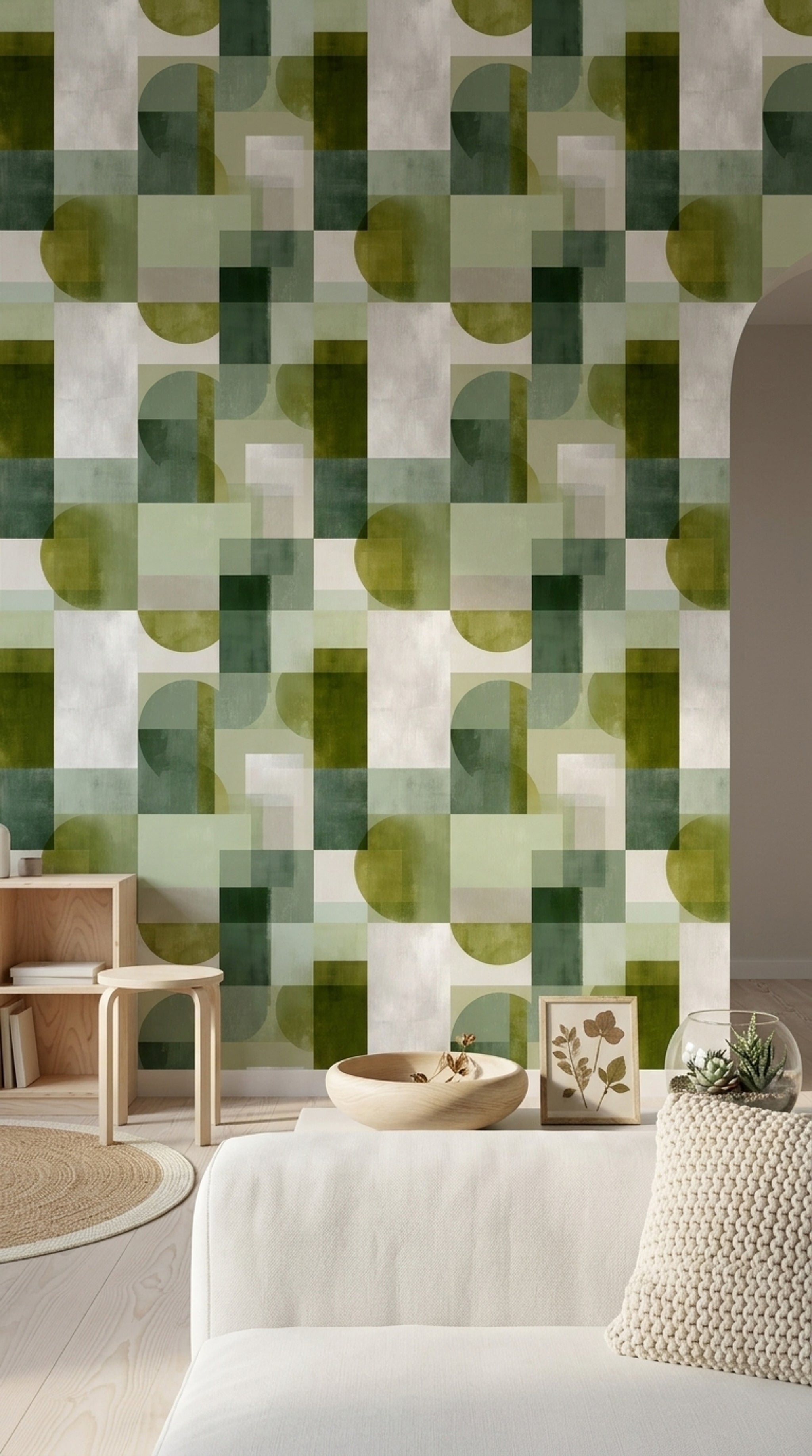 Mid-Century Modern Wallpaper Geometric Removable Wall Decor
