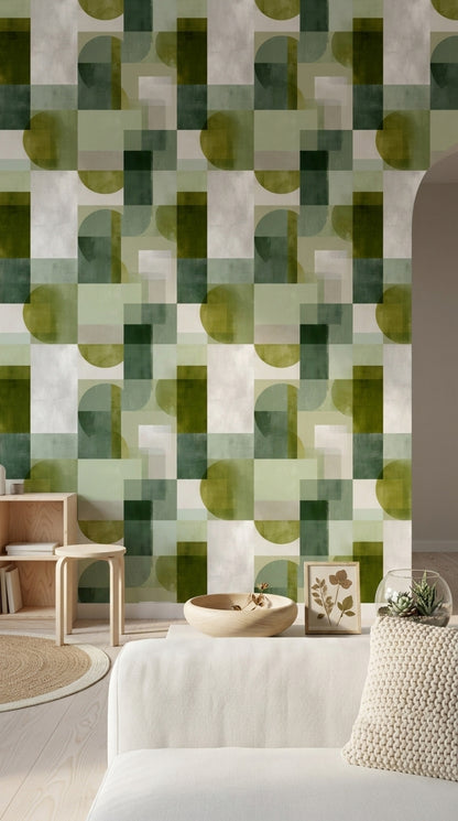 Mid-Century Modern Wallpaper Geometric Removable Wall Decor