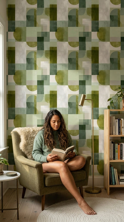 Mid-Century Modern Wallpaper Geometric Removable Wall Decor