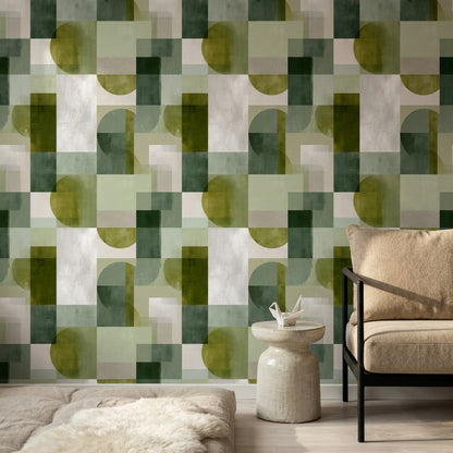 Mid-Century Modern Wallpaper Geometric Removable Wall Decor