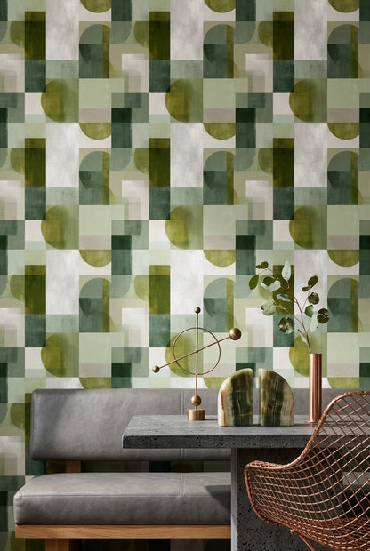 Mid-Century Modern Wallpaper Geometric Removable Wall Decor