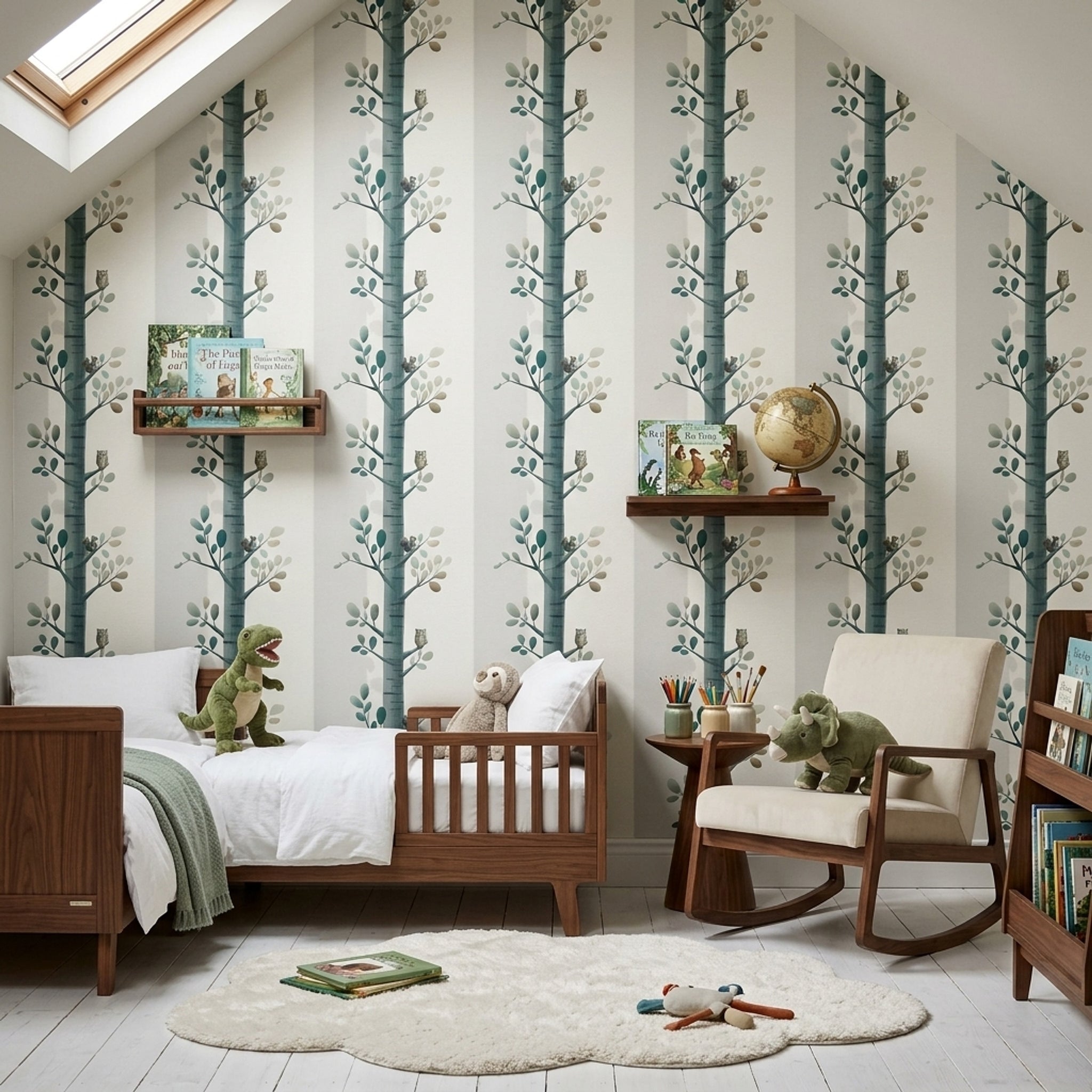 Woodland Wallpaper Tree Branches Removable Squirrel Wall Double Roll
