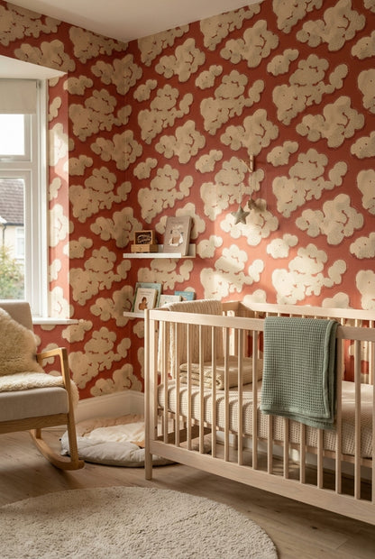 Organic Blobs Wallpaper Terracotta Red Dotted Texture Decorative Mural