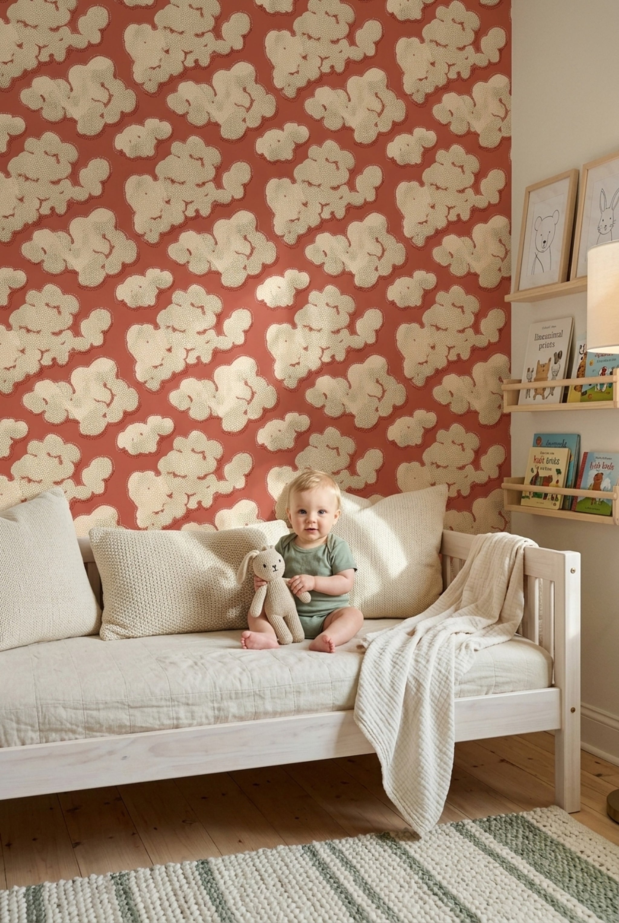 Organic Blobs Wallpaper Terracotta Red Dotted Texture Decorative Mural