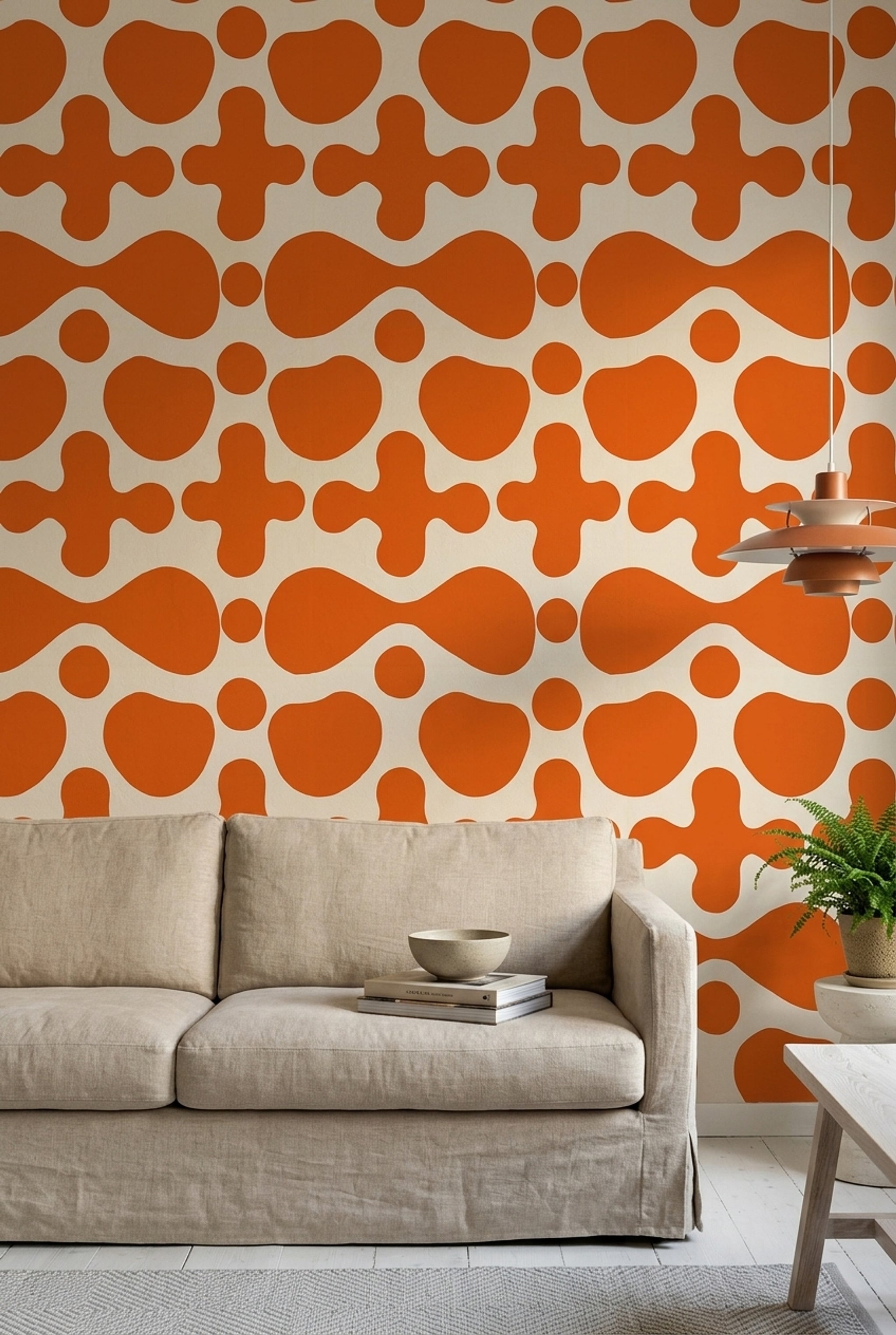 Mid Century Modern Wallpaper Retro Abstract Removable Wall Decor