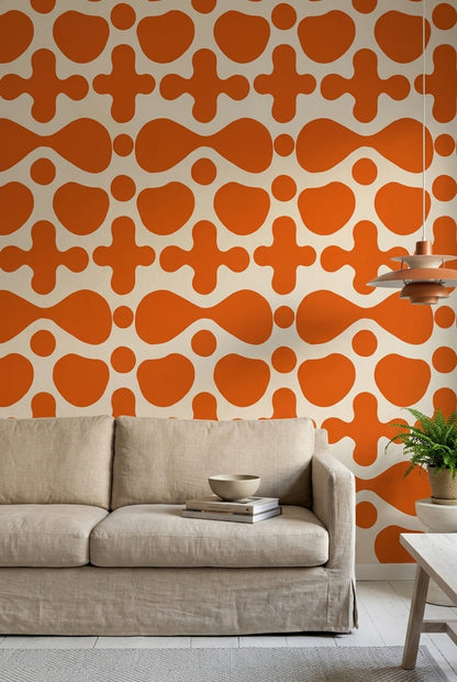Mid Century Modern Wallpaper Retro Abstract Removable Wall Decor