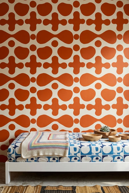 Mid Century Modern Wallpaper Retro Abstract Removable Wall Decor