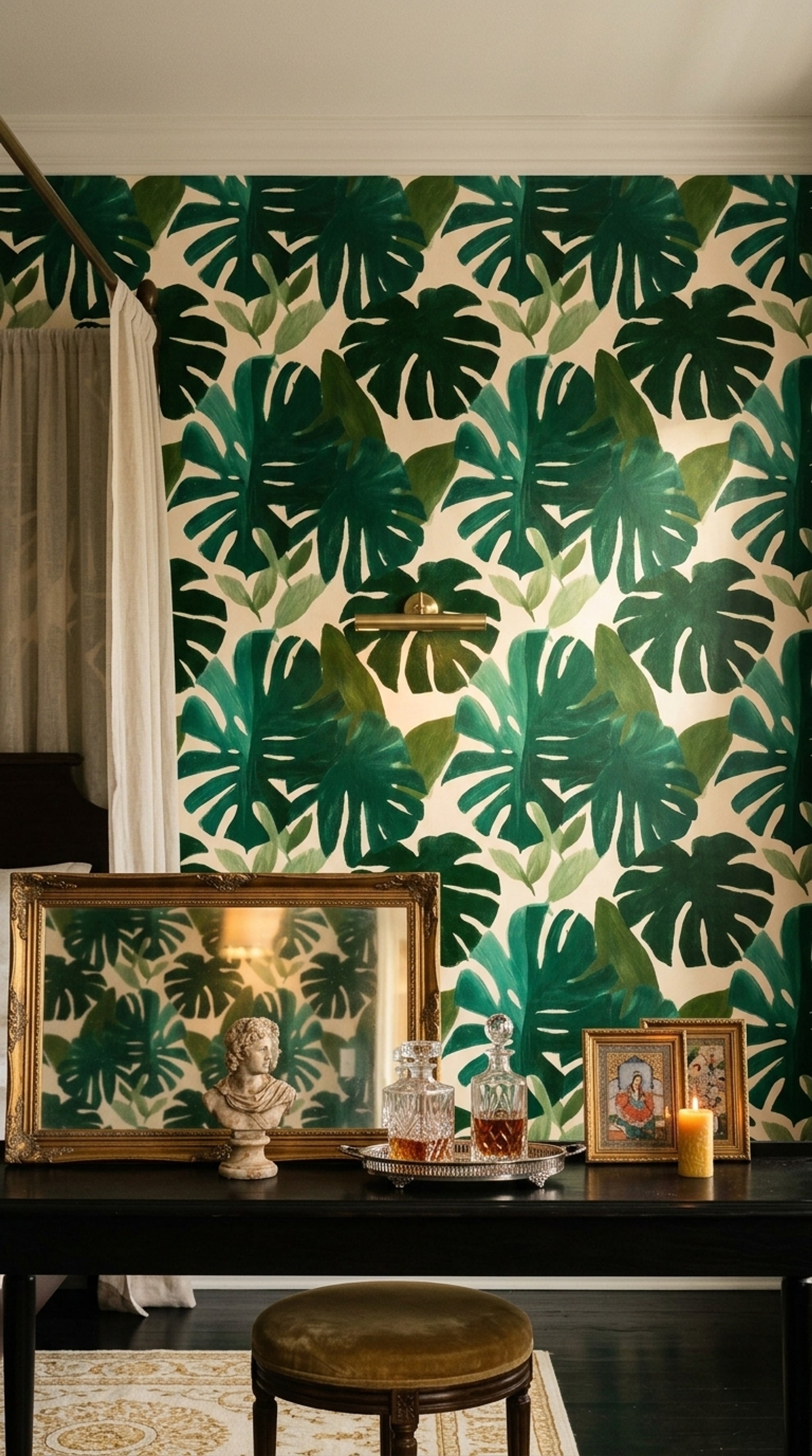 Tropical Leaves Wallpaper Monstera Botanical Removable Wall Decor