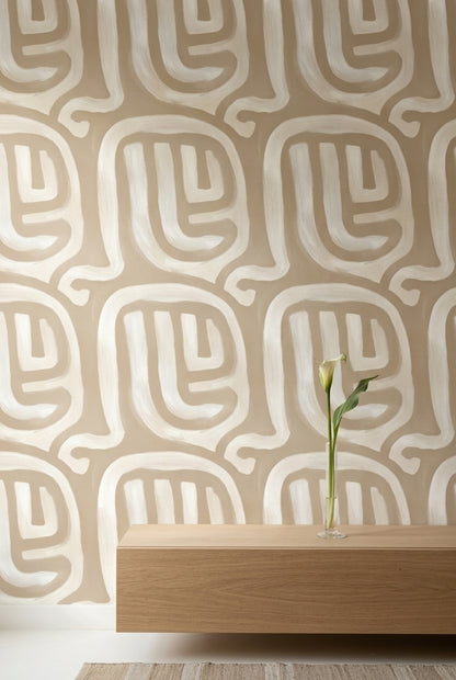 Brushstroke Wallpaper Abstract Removable Neutral Wall Double Roll