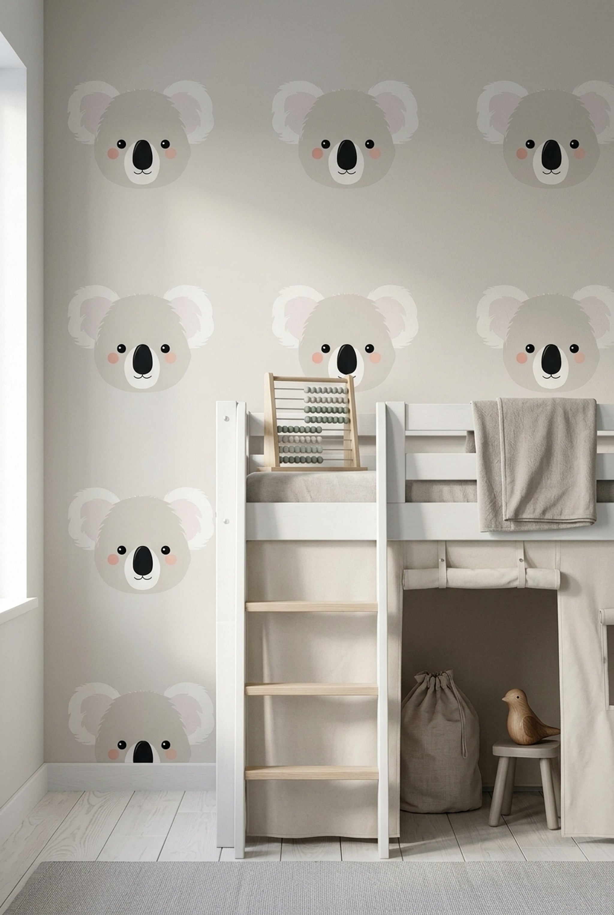 Cute Koala Wallpaper Cartoon Animal Minimalist Decorative Mural