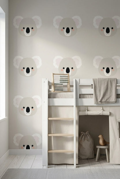 Cute Koala Wallpaper Cartoon Animal Minimalist Decorative Mural