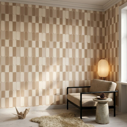 Geometric Wallpaper Rounded Rectangles Scandinavian Style Removable Wall Decor